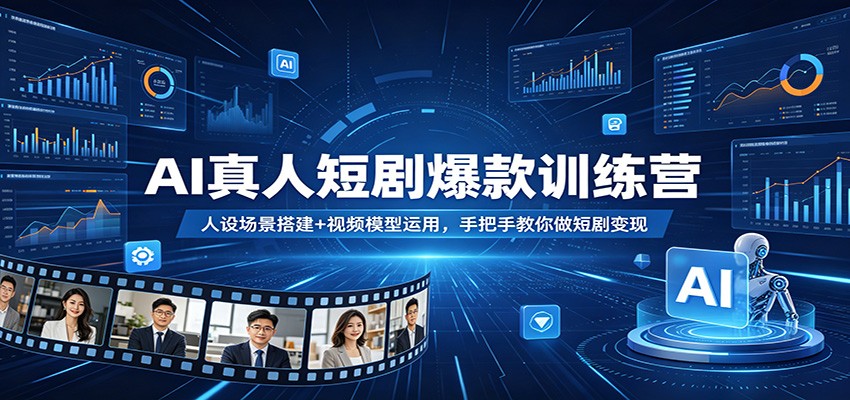 AI真人短剧爆款训练营：人设场景搭建+视频模型运用，手把手教你做短剧变现-聚合项目网