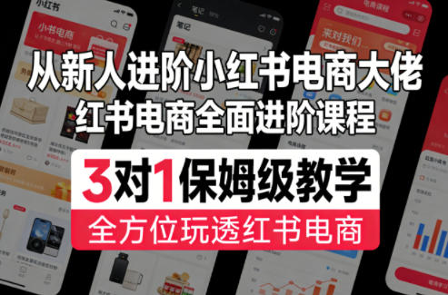 从新人进阶小红书电商大佬，红书电商全面进阶课程，3对1保姆级教学，全方位玩透红书电商-聚合项目网